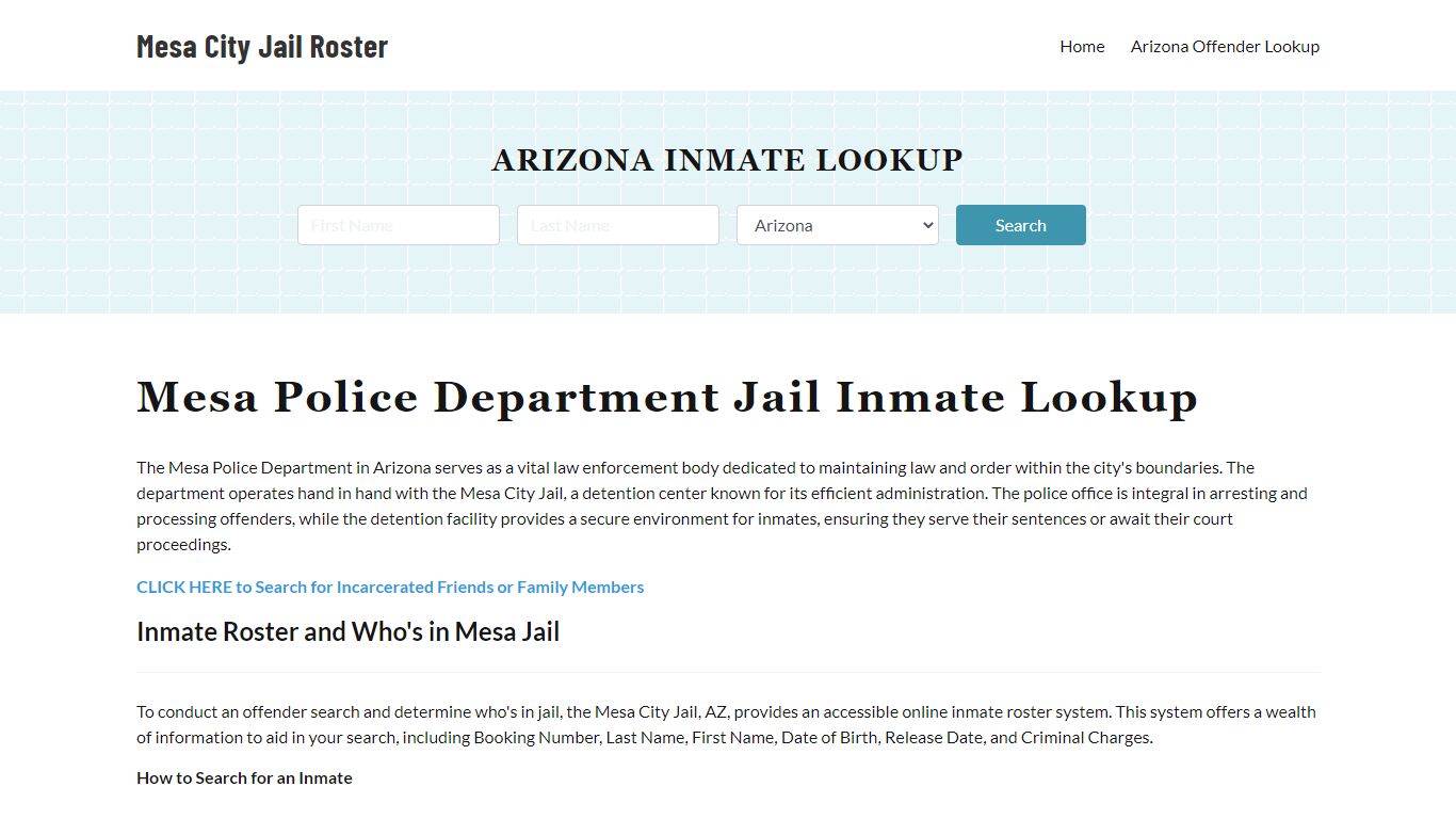 Mesa Police Department & City Jail, AZ Inmate Roster, Arrests, Mugshots